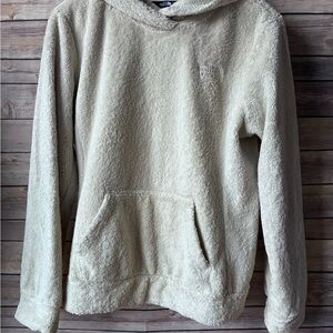 North Face Women's Outdoor Fuzzy Fur Solid Cream Hoodie with Hood Size Small